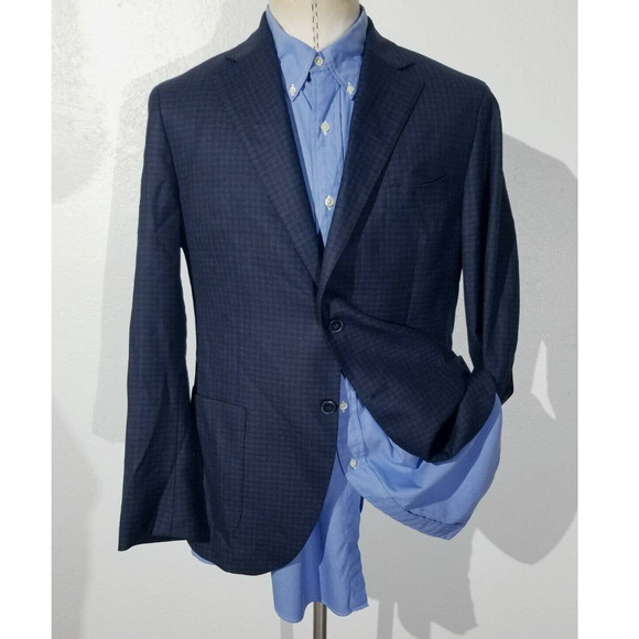 LEDBURY 52R 42R Blue/Black Tweed Gun Check Wool 2-vent...
